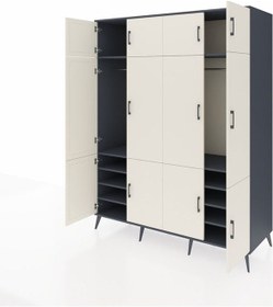 Resim Kronos Gardrop 10 Raflı 12 Kapaklı 2 Askılı 176x59x221 Antrasit-aytaşı/antrasit Aytaşı/antrasit 