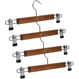 Resim Nyn Ahşap Askı Mandallı Pantolon Etek Askısı Ceviz Renk 4 Adet Kahverengi 