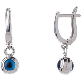 Resim Nagiss Göz Nazar Boncuğu Model Mavi-siyah Mineli 925 Ayar Gümüş Kadın Küpe 