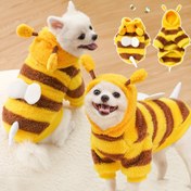 Resim Arı Temalı Rahat Evcil Hayvan Kapüşonlu Sweatshirt - Küçük Köpekler & Kediler için Peluş Kışlık Giysi, Sıcak Kazak Kostümü ile Tasma Bağlantısı, Köpek Kapüşonlu Sweatshirt 