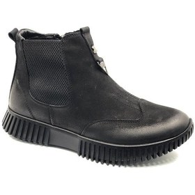 Resim Venüs Turgana Hakiki Deri Düz Kaymaz Taban Ortopedik Kadın Bot Siyah 