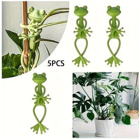 Resim Xuweiwei 5 Parça Yeşil Kurbağa Bitki Desteği Sarmaşık Tırmanma Askısı Seti 