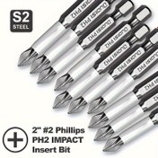 Resim OuDiSi 5.08cm Phillips PH2 Çelik Manyetik Vidalama Ucu, Etkili Takoz, Yüksek Sertlik, Kaymaz, Testere Dişli, Hava Anahtarı Panel Devre Kesici, Derinleştirilmiş Torx Bölge, %300'e Varan Ömür Artışı 