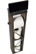 Resim Ankaflex Ahşap Wc Kağıtlık Tuvalet Telefon Tutucu Standı Özellikli Banyo Kağıtlık Haki Renk 
