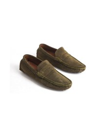 Resim Mubiano Hakiki Deri Erkek Süet Haki Loafer -mssr1277-hk Haki 