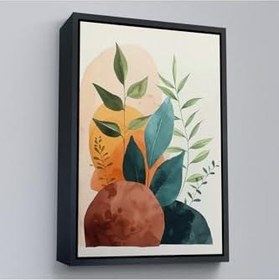 Resim Ahşap Çerçeveli İskandinav Tarzı Soft Çiçekler Tablo 55x75 cm Siyah, TTÇ.KNV7590FRM 