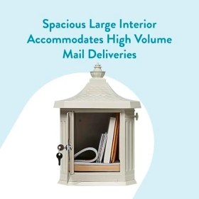 Resim Storemax Mailboxes Hamilton Cast Alüminyum Post-Mount Posta Kutusu, HM200WAM, Beyaz 