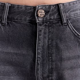 Resim Antrasit Straight Fit Kot Şort - S 