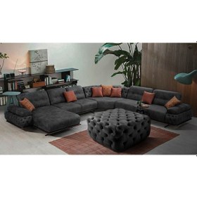 Resim Gazzini Kare Chester Model Kapitoneli Orta Puf- Modern Puf Antrasit 