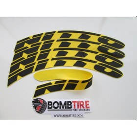 Resim Çift Renk Lastik Yazısı Uyumlu Motosiklet Araç Jant Yazısı Şerit Sticker 8 Adet 2.5 Cm Sarısiyah 