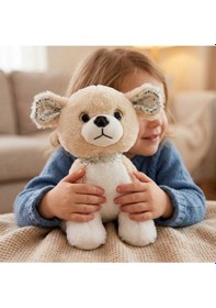 Resim Peluş Köpek Oyuncak - 23 Cm Pullu Detaylı Uyku Ve Oyun Arkadaşı Krem 