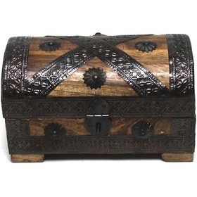 Resim Eskitme Ahşap Metal Süslemeli Sandık 19x11x11 Cm. 