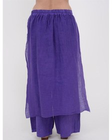 Resim Bohem Stil İtalyan Ham Keten Pantolon Etek-8747 Mor 