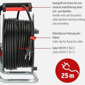 Resim Garant E Kablo Makarası (25 M Kablo, Siyah, Özel Plastikten, Iç Mekanda Kullanım Için 