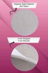 Resim Kaymaz Tabanlı Makinede Yıkanabilir Harf Hayvan Sayı Eğitici Çocuk Halısı Ar318, Beyaz, 100 X 180 