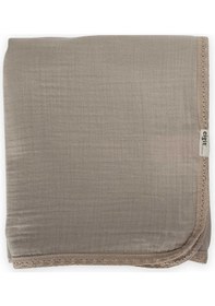 Resim Cigit Dantel İşlemeli Tekkat Müslin Battaniye 100x100 Cm +/- 3 Cm Vizon Vizon 