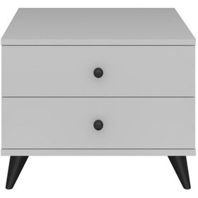 Resim Simple Komodin 2 Çekmeceli 60x44x48 Beyaz Beyaz 