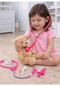 Resim Oyuncak Doktor Seti Stetoskoplu & Aksesuarlı Evcilik Oyuncağı Kız Çocuk Doktor Oyuncağı 