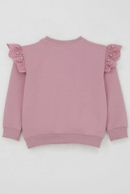 Resim Breeze Kız Çocuk Sweatshirt Omuzları Çiçek Nakış Detaylı Çiçek Baskılı 2-6 Yaş, Gülkurusu Gül Kurusu 