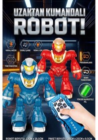 Resim Uzaktan Kumandalı Akıllı Robot Oyuncak - Işıklı, Müzikli, Dans Eden Programlanabilir, 23cm Mavi 