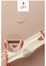 Resim Color Socks 5 Çift Bear Desenli Kız Çocuk Çorap Seti Extra Soft Çok Renkli 