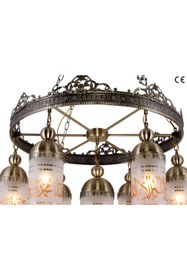Resim Üstün Avize Fabrikası Mekke Model Özel Tasarım Dekoratif Otantik 7 Kollu Cami Avizesi 80 cm 