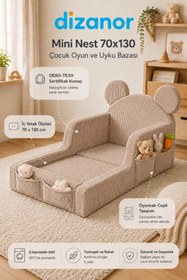 Resim Dizanor Mini Nest 6’sı 1 Arada Modüler Bebek Oyun Parkı, Park Yatak, Beşik, Baza, Oyun Alanı ve Top Havuzu 