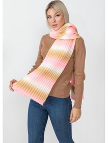 Resim Çizgi Geçişli Çok Renkli Atkı 23aj0014-pembe Pembe 