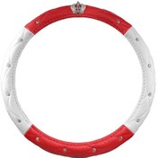 Resim Yystore Araç Direksiyon Aksesuarları Süslemek Deri Malzeme Evrensel Model Kırmızı Beyaz 