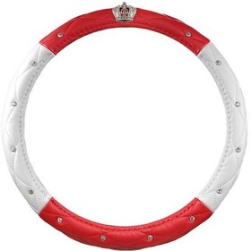 Resim Yystore Araç Direksiyon Aksesuarları Süslemek Deri Malzeme Evrensel Model Kırmızı Beyaz 