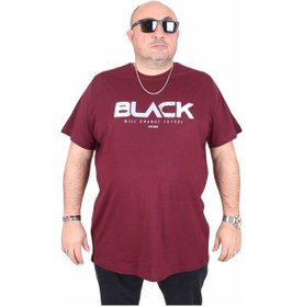 Resim Moc Grande Mocgrande Erkek Büyük Beden Sıfır Yaka Tişört Black 25176 Murdum Murdum Mürdüm 