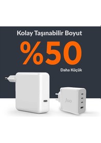 Resim Juo 100W 4 Portlu USB-C + USB-A GaN Şarj Aleti Apple Uyumlu iPhone & Macbook & Notebook PD Type-C Hızlı Şarj Cihazı Beyaz 