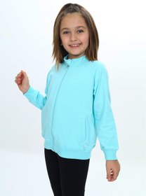 Resim Toontoy Kız Çocuk Dik Yaka Fermuarlı Cepli Reglan Kol Örme Hırka - 2 İplik 