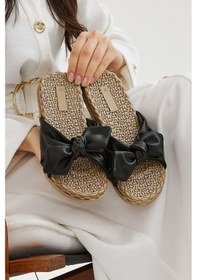 Resim Siyah Fiyonk Kadın Terlik Kaymaz Taban Havuz Deniz Plaj Terliği Siyah 