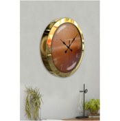 Resim Bahat Gold Altın Varaklı Salon Ofis Duvar Saati Metal Çerçeve 35 Cm 