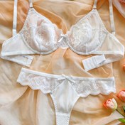 Resim Kadınlar için file dantel çift katmanlı sütyen ve seksi Brezilya tipi iç çamaşırı seti, günlük ve düğün lingerie 