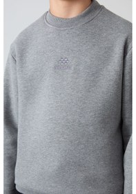 Resim Tommylife Tommy Life Gri Melanj Pamuklu Kalın İçi Tüylü Yumuşak Dokulu Standart Fit Nakışlı Erkek Çocuk Sweatshirt - 112 Gri Melanj 