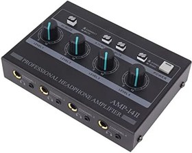 Resim Shanrya kulaklık amplifikatörü, 4 kanallı kulaklık amplifikatörü, kompakt ve taşınabilir, kaymaz, stüdyo için adapt 