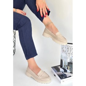 Resim Narli Bej Cilt Oxford Ayakkabı 