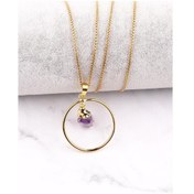 Resim Ametist Doğal Taş Halka Kolye Altın 