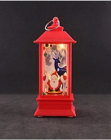 Resim Noel Yılbaşı 2023 Temalı Peri Ledli Mini Fener Asma Kulplu Kırmız 