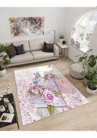 Resim Dijidekor Işıltı Koleksiyonu Model263 Süngerli Dijital Baskılı Saçaksız Mutfak Halısı Yolluk 