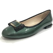 Resim D&A İzland Shoes Kadın Yeşil Şık Altın Metalik Tokalı Babet 