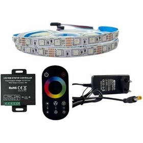 Resim Rf Dokunmatik Kumandalı Rgb Şerit Led Set 5050 Ledli 3çipli 5metre Ip20 