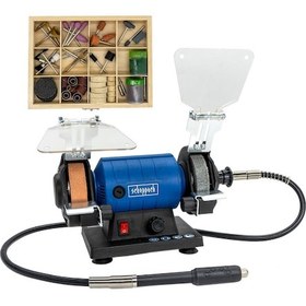 Resim Scheppach Hg35 Esnek Şaftlı Devir Ayarlı Tezgah Tipi Taş Motoru 