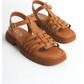 Resim Sur Sandalet Kadın Taba Deri Günlük Klasik Sandalet M-649-t Taba 