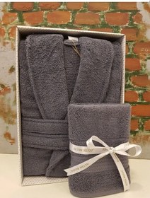 Resim Colourist Şalyaka Xl Beden Unisex Bornoz Havlu 50x90 - Koyu Gri Koyu Gri 