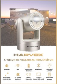 Resim HARVOX Apollon HY7 Bataryalı Projeksiyon Cihazı Taşınabilir 4K Destekli 1080P Android Sistemli Projektör 