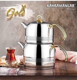 Resim Kahramanlar Kah 1018-g Çaydanlık Enza Gold Orta Boy Gri - Gold 