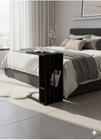 Resim AYZ Pint C Tipi Koltuk Yanı Sehpası Dergilikli Laptop Kahve Yan Sehpası Siyah 